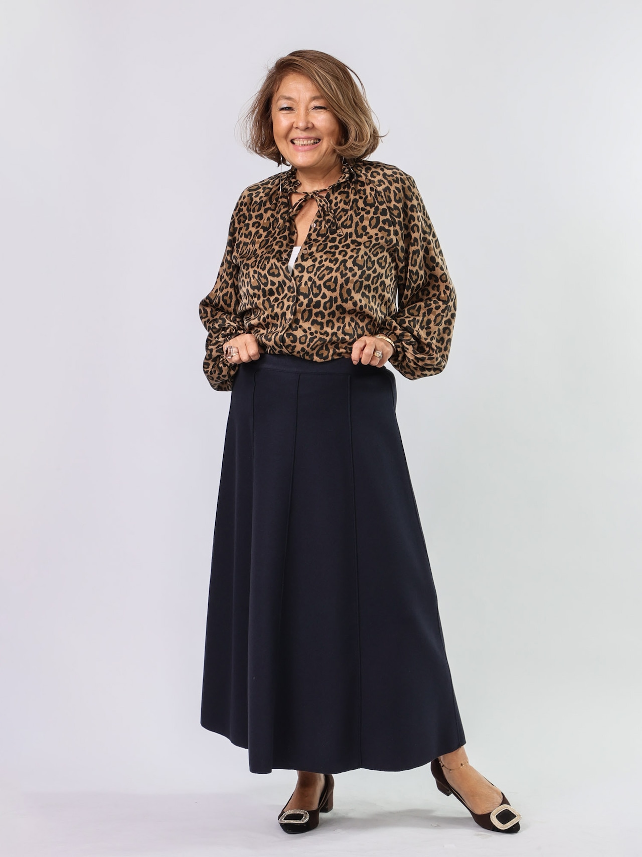 BRAHMIN(マイクロサテンヒョウ柄ブラウス)