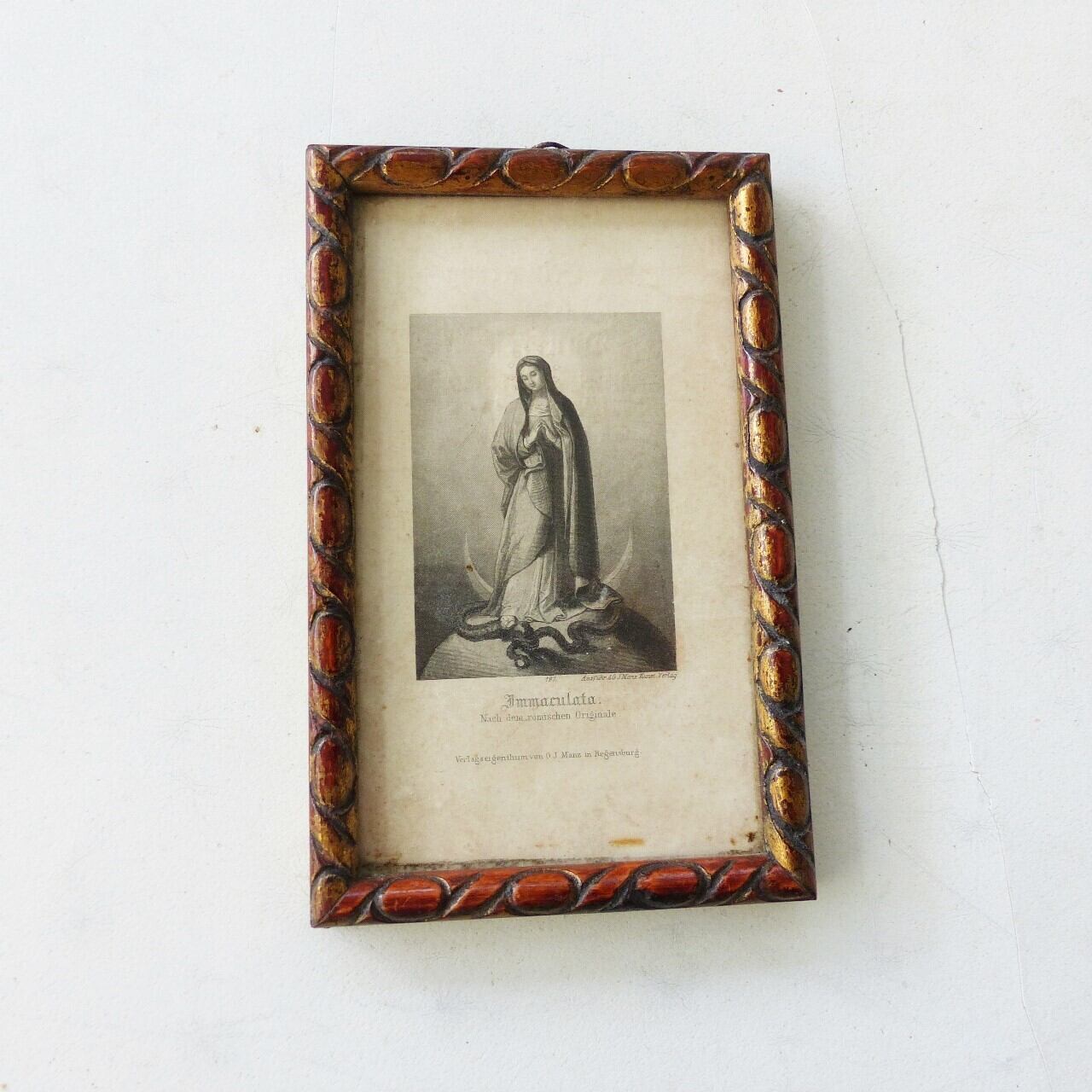 三日月の上に立つ聖母子 モノクロプリントフレーム