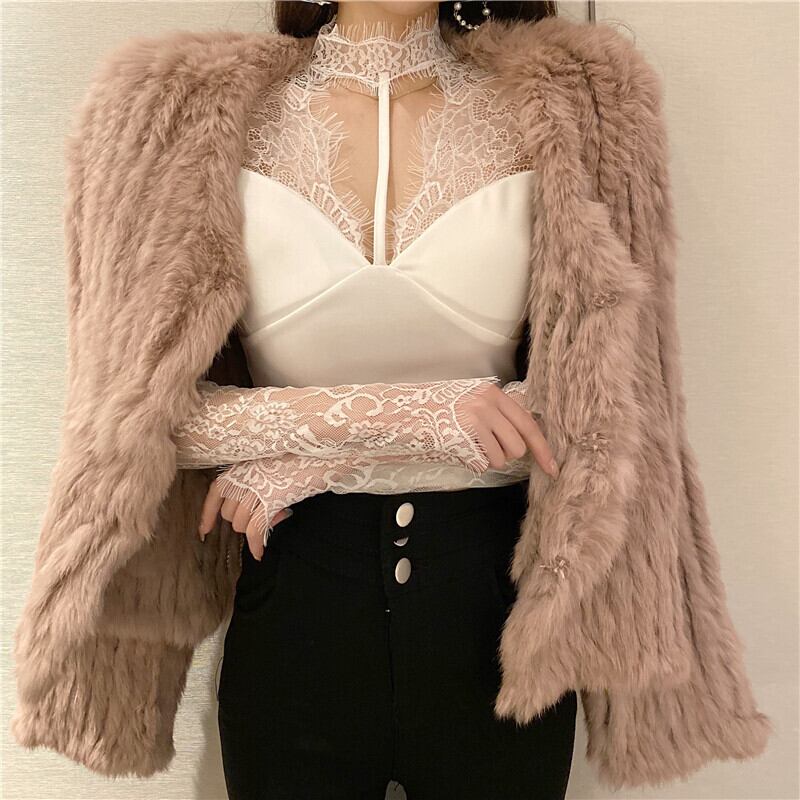 オータムVネックレースシャツ トップス スリムショート長袖スリーブレディース ロング 秋物 YY-ファッション93822730128