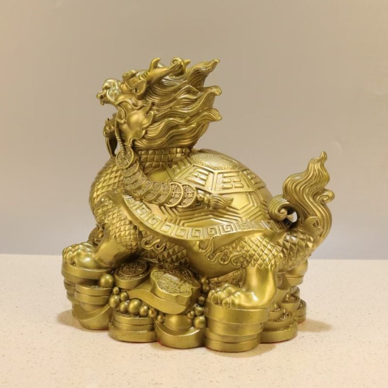 龍亀 置物 ロングイ 龍龜 風水 八卦 龍頭亀 金運 開運 銅製 神獣 貔貅