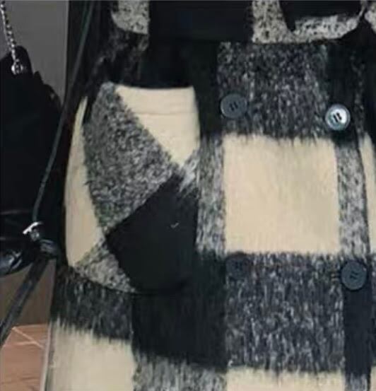 BB0869】白と黒のチェック柄 リバーシブル コート | Blanc Bloom Mist