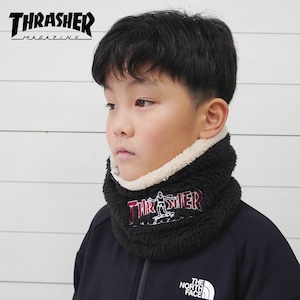 THRASHER スラッシャー キッズ ボアフリース リバーシブル ネックウォーマー 24TH-K50K 子供 防寒 マフラー ネックゲイター 男の子 女の子 秋冬