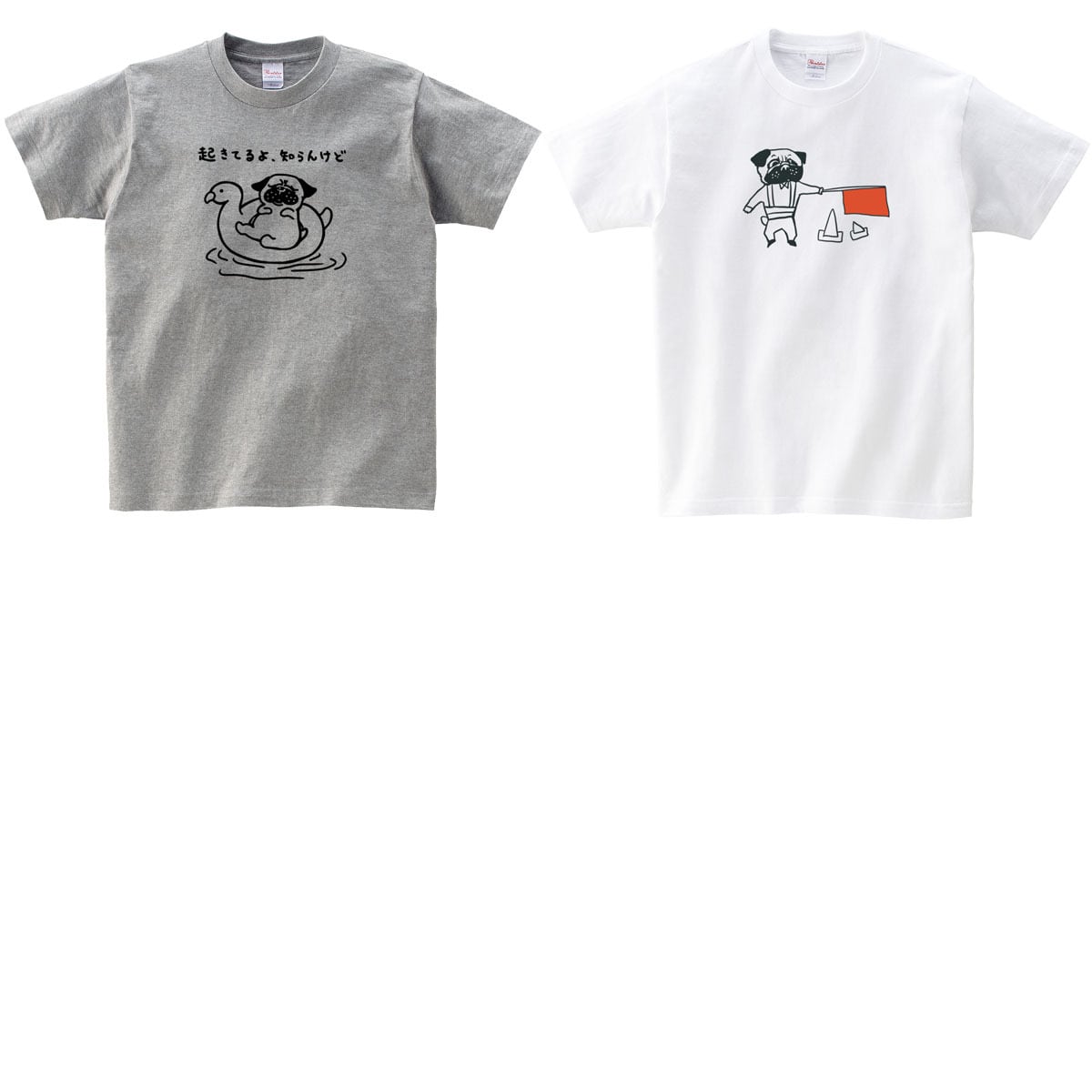 選べるデザイン パグTシャツ dog86 ブヒ 半袖・長袖  ユニーク 手描きイラスト 犬好き 犬服 イラスト