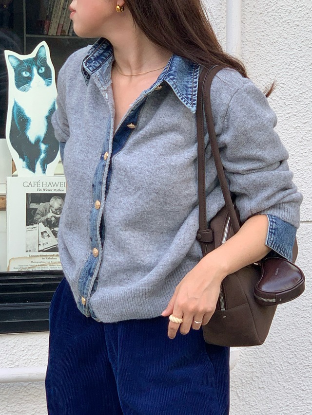 Denim layered knit