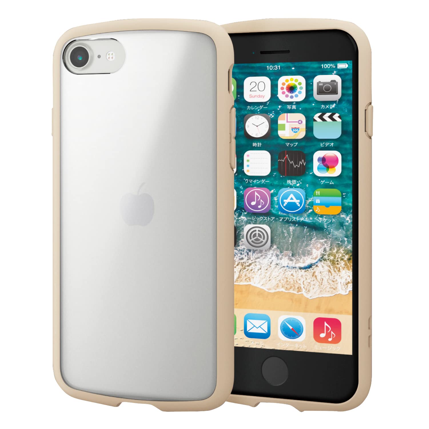 エレコム iPhone SE (第2世代/第3世代) / 8 / 7 用 ケース 耐衝撃 背面クリア TOUGH SLIM LITE アイボリー PM-A22STSLFCSIV