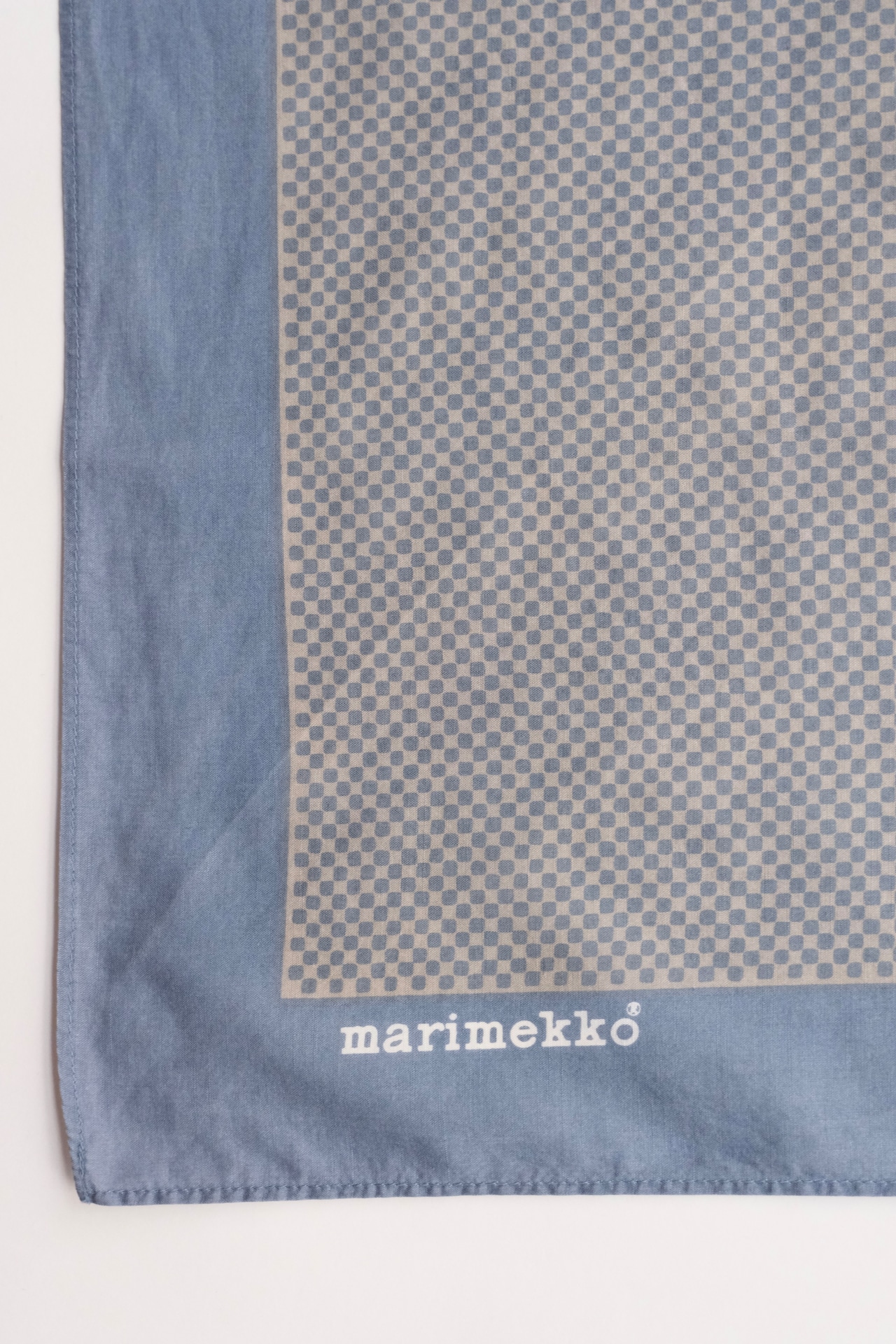 Marimekko blue grey geometric square cotton scarf