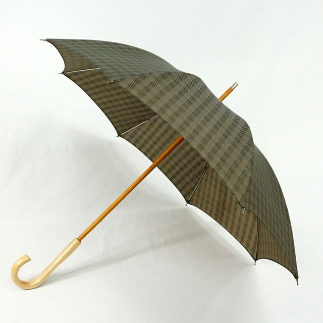 日傘　晴雨兼用　格子　8本骨　天然木　メンズ　レディ－ス　日本製　職人手作り　丸安洋傘　YA91C