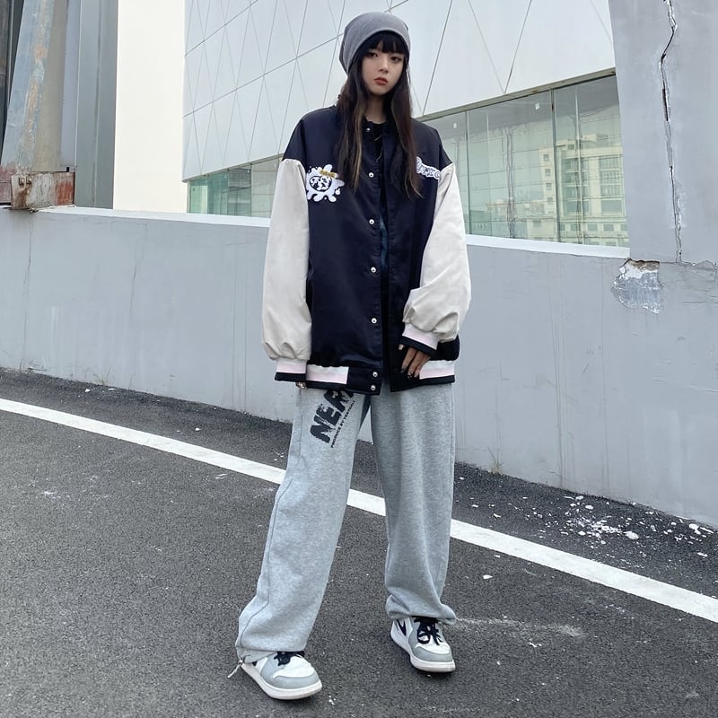 送料無料】KOREA x 原宿 ウィンター刺繍カラールーズジャケット