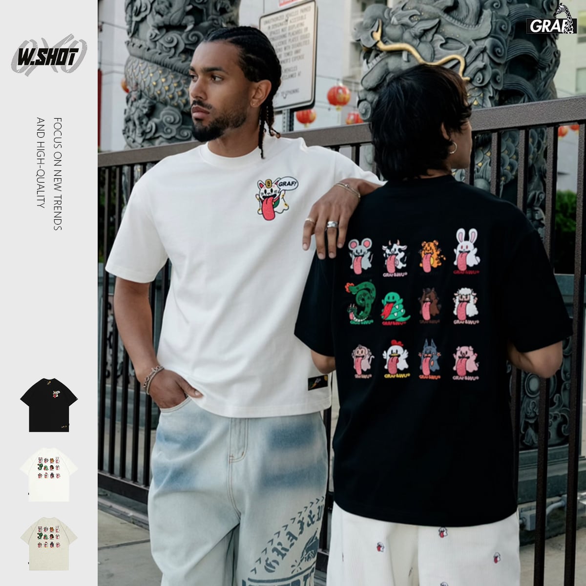 ストリート GRAF&WU 十二支キャラ刺繍 Tシャツ T2179 | wshot