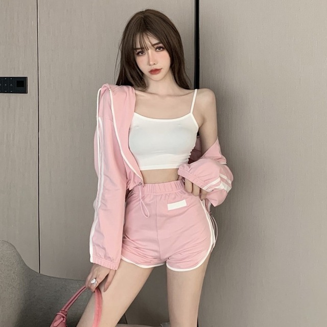 サマーフードジャケット ハイウェストウェストショーツ ロング 夏物 ブルマー ハンチェンe79060188821