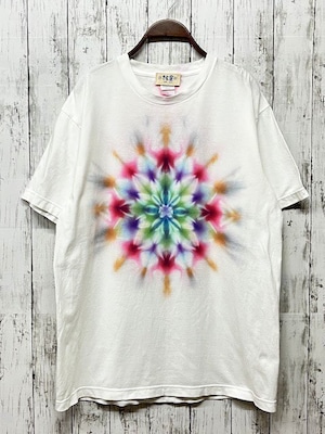 タイダイ染め Tie-dye Tシャツ Lサイズ 曼荼羅　ホワイト　Hippies Dye HD19-07
