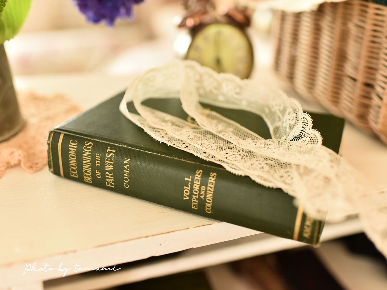 古い色合いが素敵な緑の本 *イギリスアンティーク