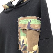 Remake Hoodie Black×military【 hoodie10】