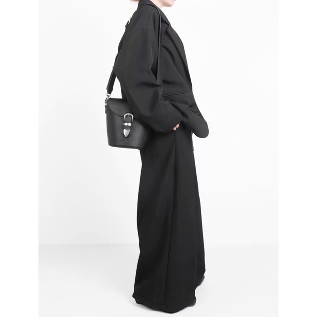 Black adjustable buckle bucket bag C1360