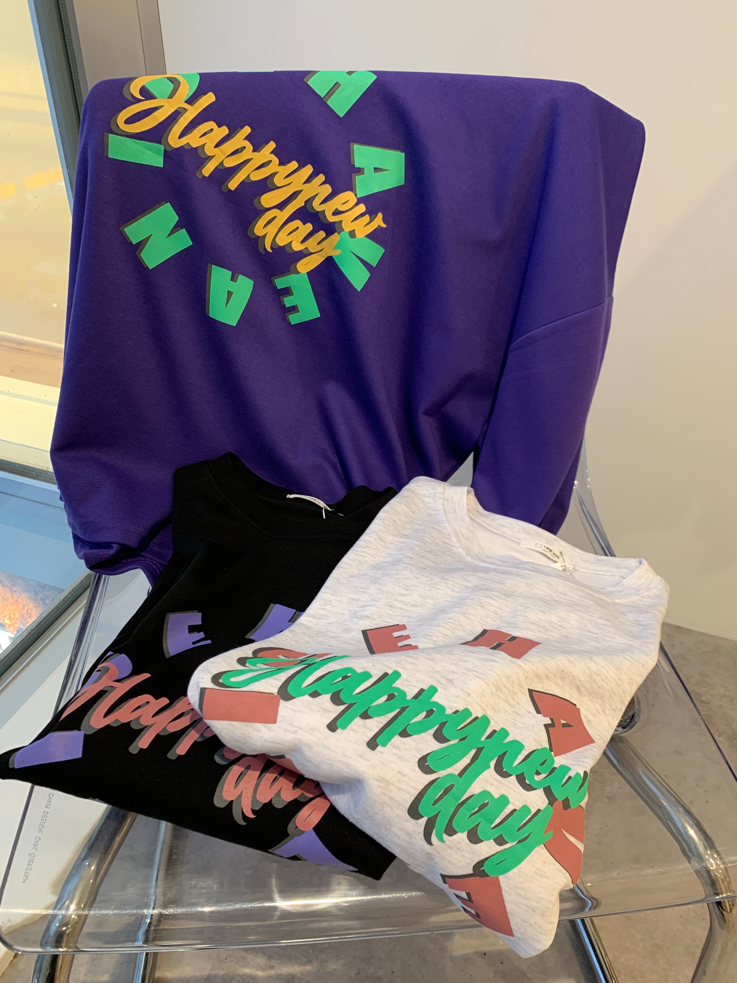 "happy new day"long T-shirt