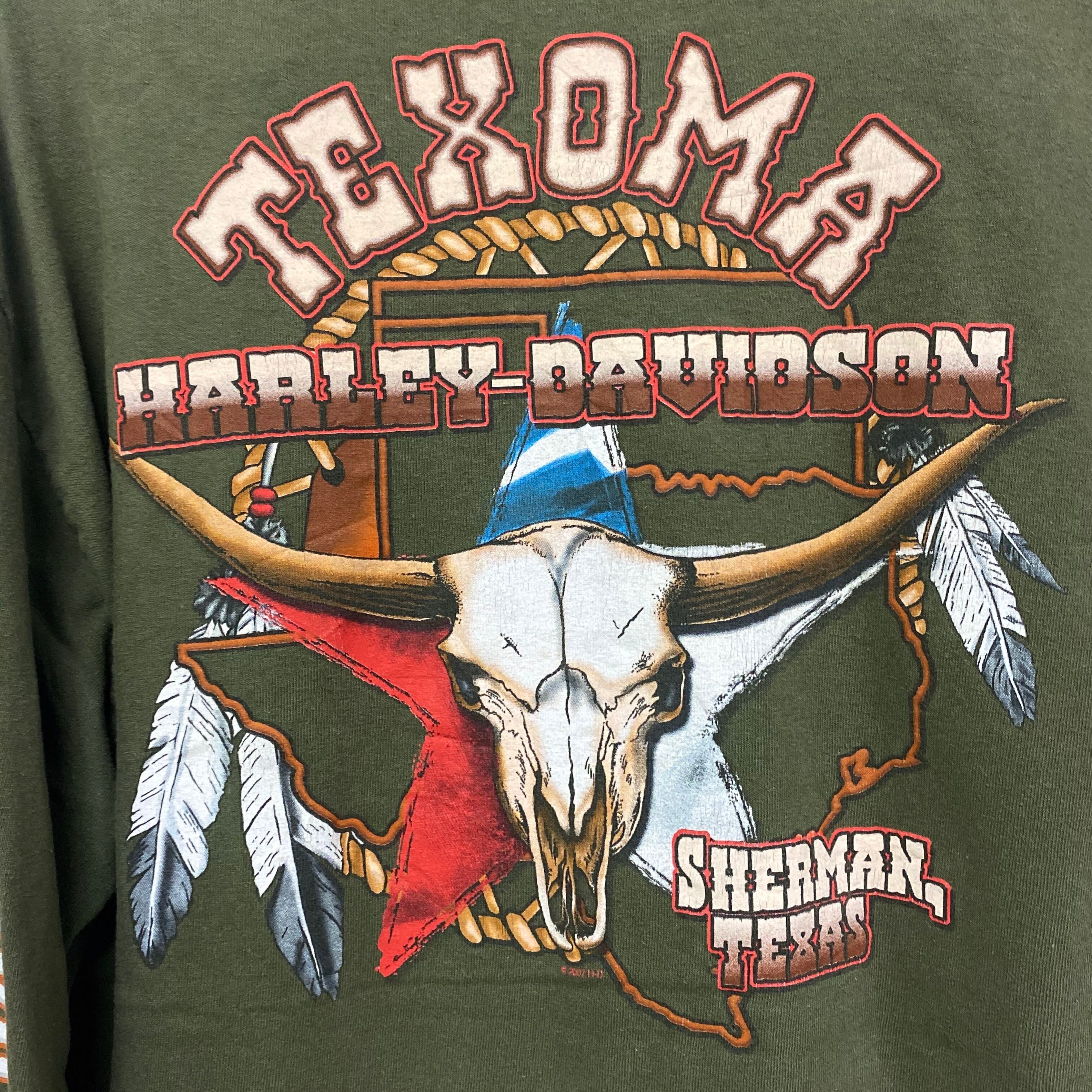 ハーレーダビッドソン 長袖Tシャツ 胸ポケット メキシコ製 Sサイズ メキシコ製 Harley-Davidson ハーレーダビッドソン ロングTシャツ