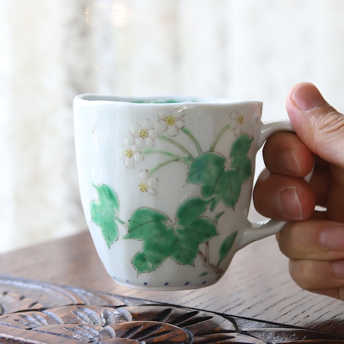 藍水　ハクサンイチゲ　マグカップ(大)　うつわ藍水　波佐見焼