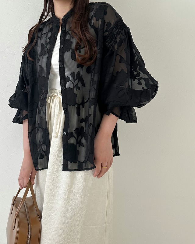 フラワーシアーブラウス【black】