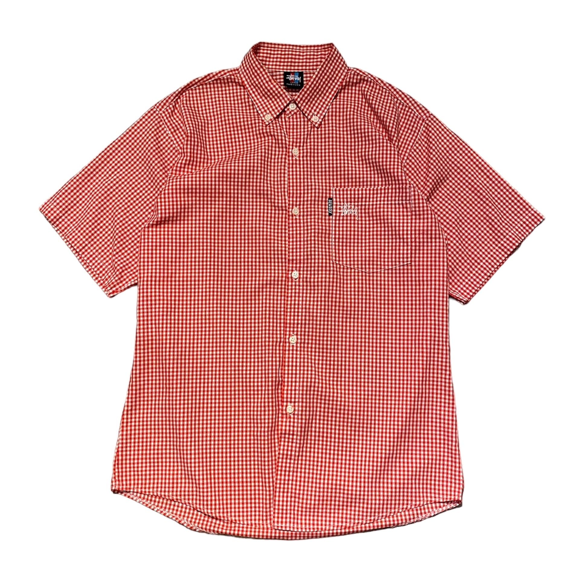 's USA製 OLD Stussy Gingham Check S/S Shirt L オールド