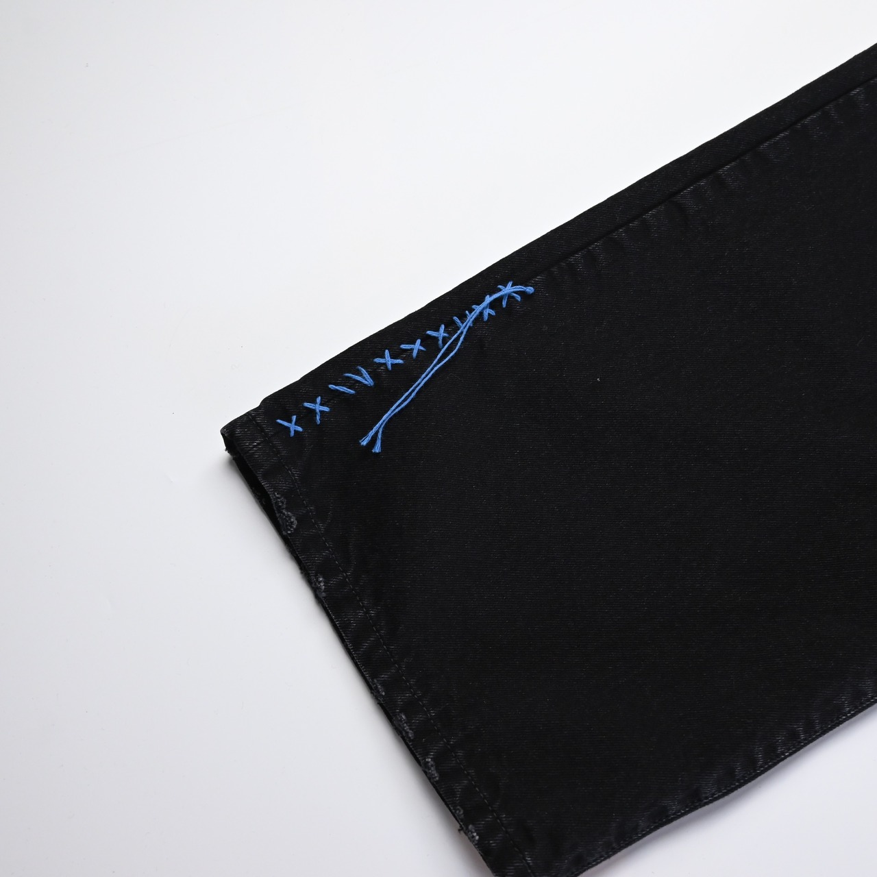 KUON / Sashiko Mended Black Denim Trousers