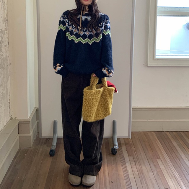 pattern-knit pullover　J00343