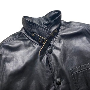 vintage GIORGIO ARMANI black leather padding coverall coat