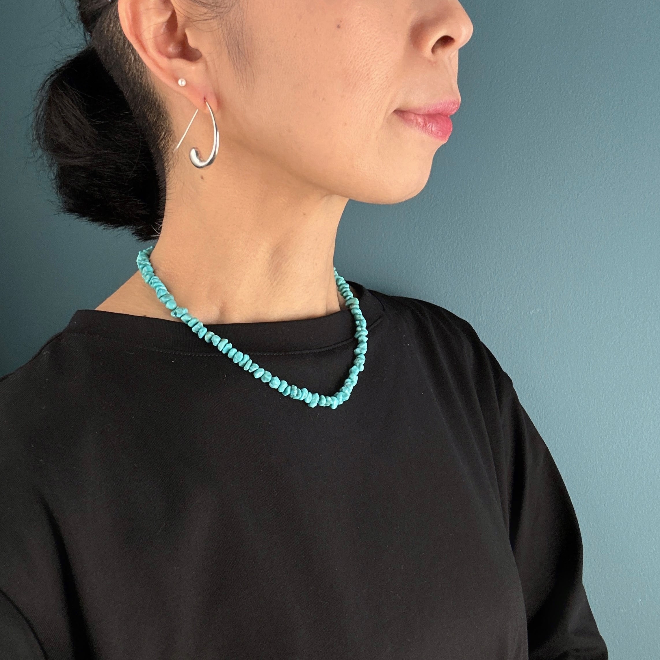 Indian Jewelry》ナゲット シェイプ ターコイズ 一連 ネックレス 40cm