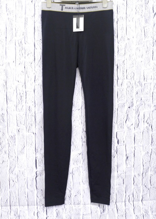 【未使用】T by ALEXANDER WANG アレキサンダー・ワン ウエスト ラバー ロゴデザイン フルレングス レギンス スパッツ パンツ 黒 S◆ 使い勝手抜群