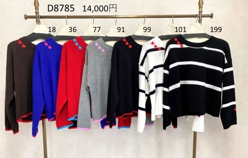 DOS DIOSAS ハート刺繍バイカラーニット　D8785
