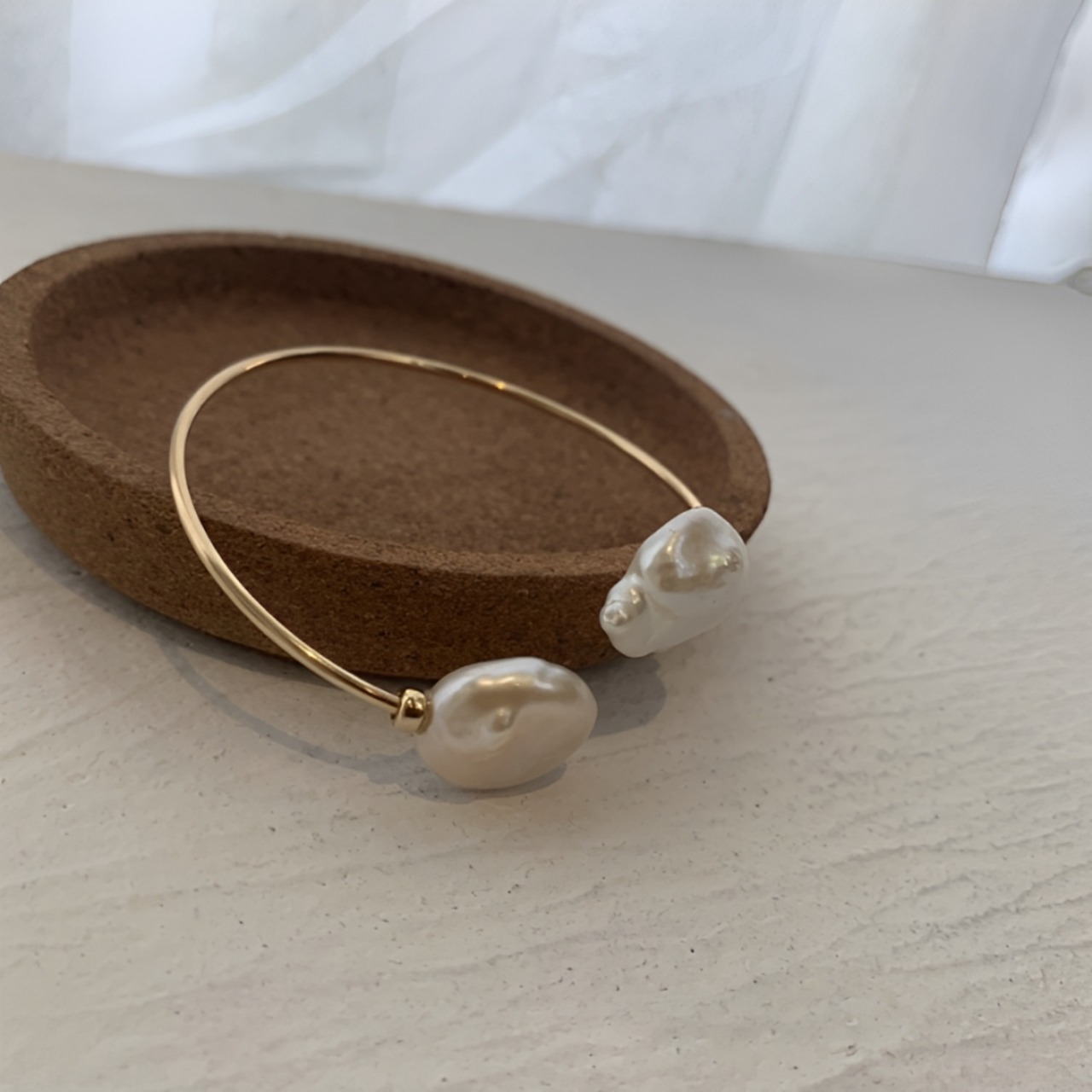 Natural baroque pearl 14k gold bracelet【H00023】