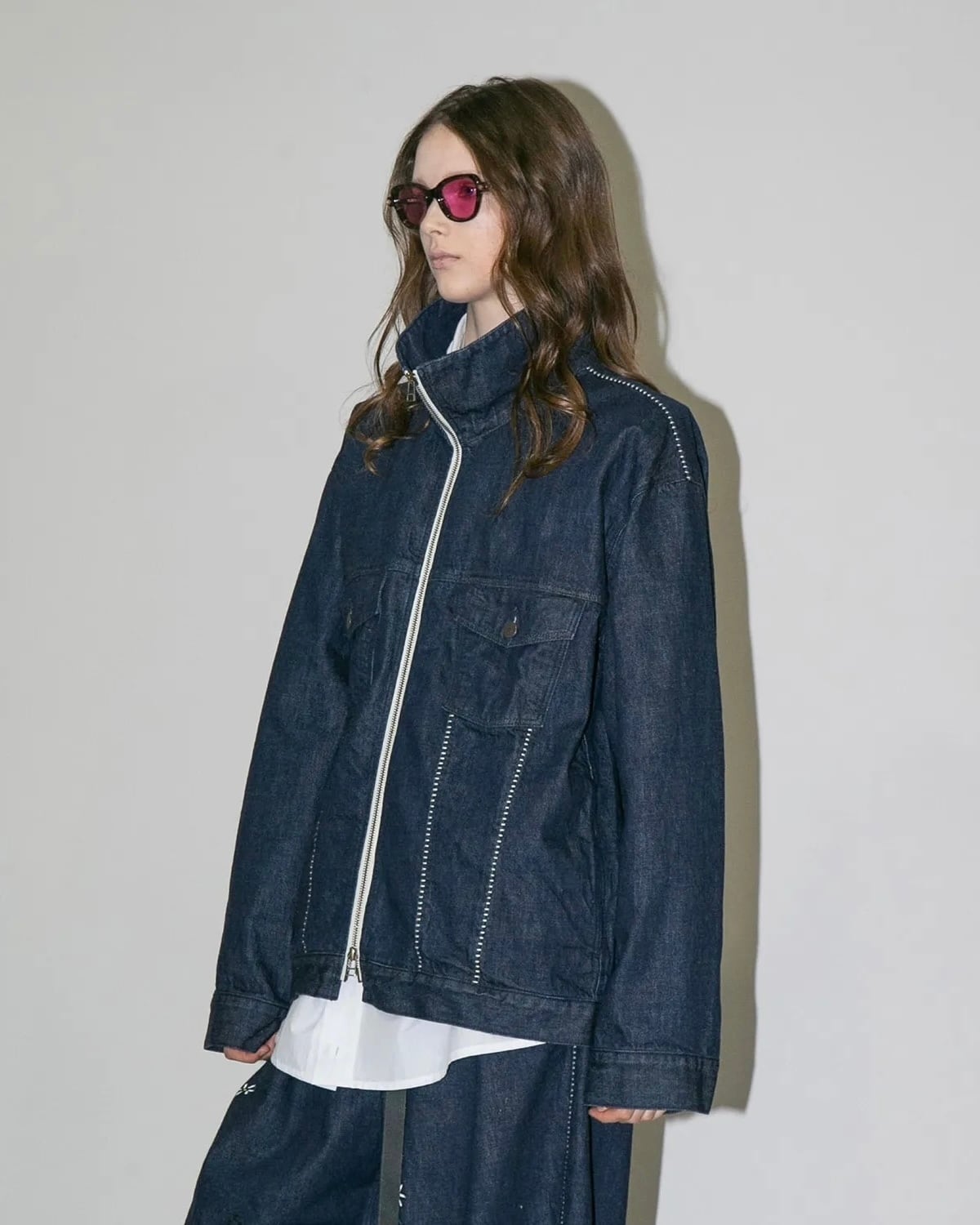mybeautifullandlet デニムカットオフブルゾン タグ付き my beautiful landlet 12.5oz DENIM ZIP JACKET - One Wash BLUE-OW | nua