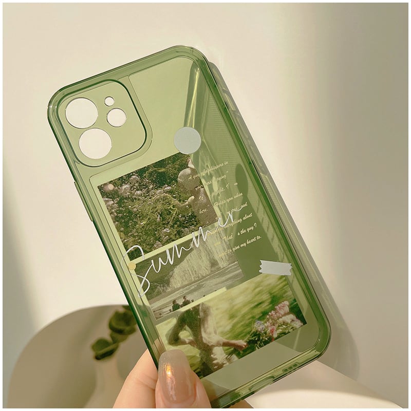 おしゃれなステッカーアート◎Summer 透明 グリーン クリアケース