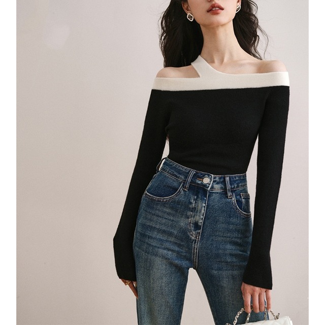 halter neck bicolor knit 10175