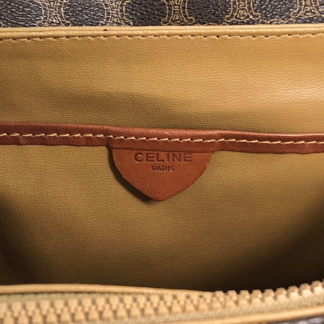 CELINE セリーヌ マカダム ショルダーバッグ ブラウン ホースシュー PVCレザー vintage ヴィンテージ オールド mxtw8i
