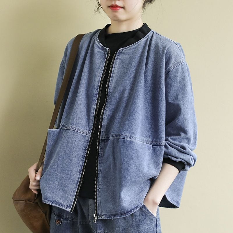BASEBALL COLLAR FULLZIP DENIM JACKET 1color M-11944