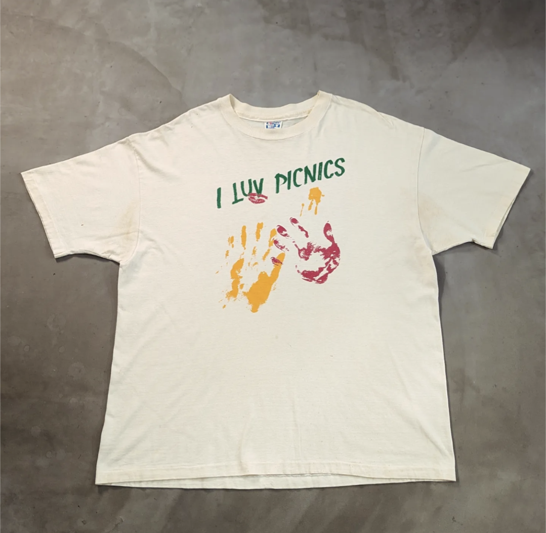 90s l luv picnic print tee 小岩店