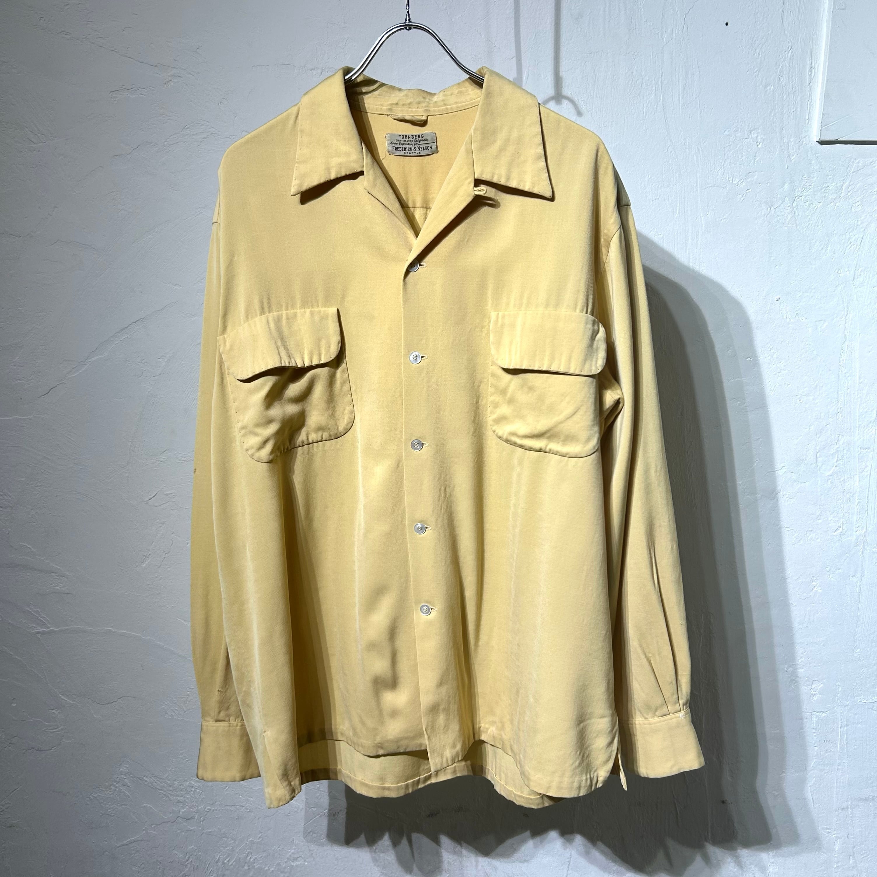 50s TORNBERG Wool Gabardine Open Collar Shirt USA製