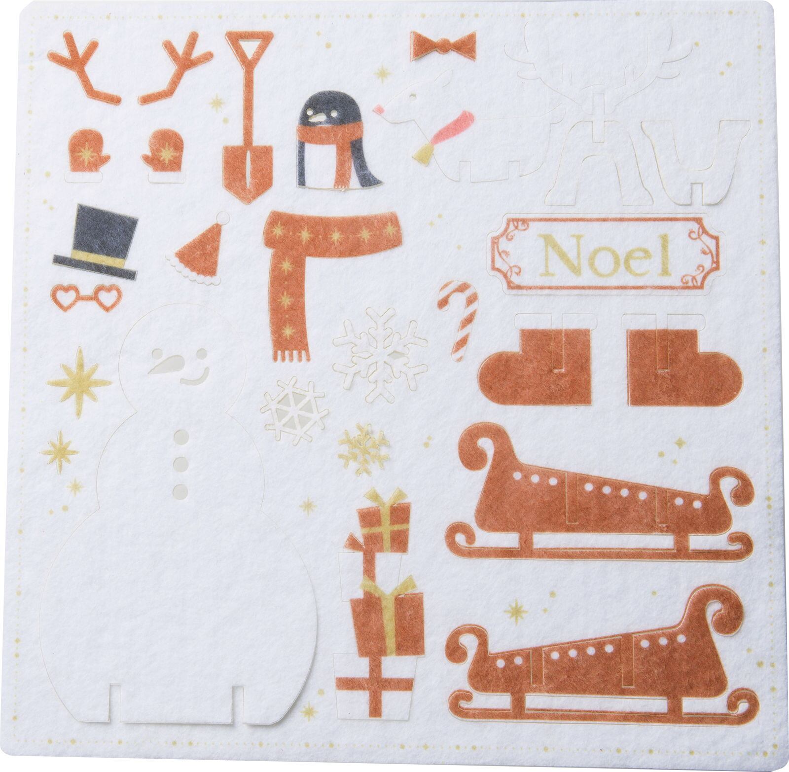 フェルトシーンスノーマン＆スレー　-　CT-826　4961823789755　クリスマス雑貨 > ポピーオリジナル