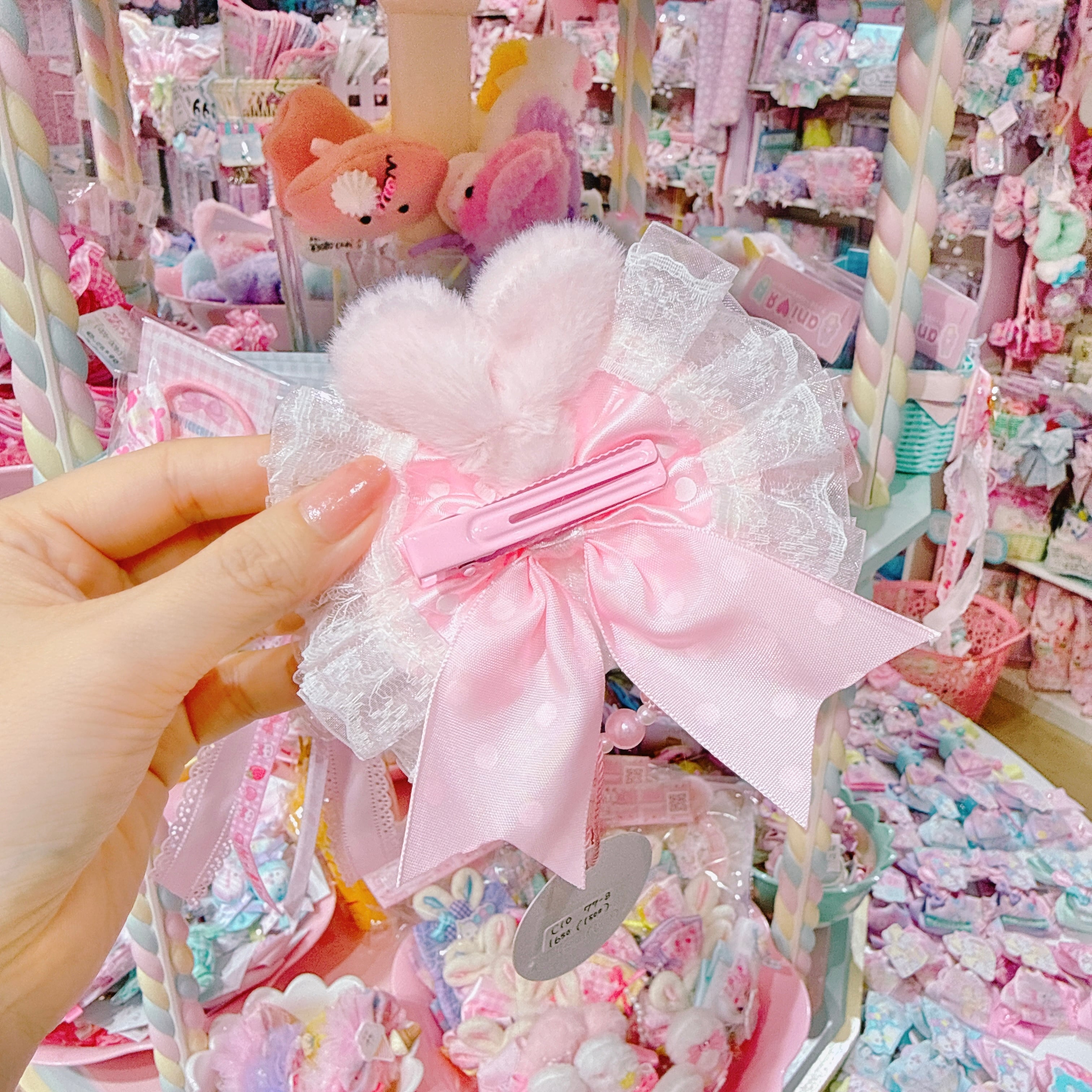 【C10】77-8ふわふわりぼんヘアクリップ