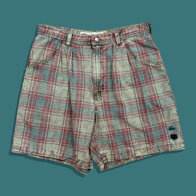 90s QUIKSILVER Plaid Check Cotton Shorts
