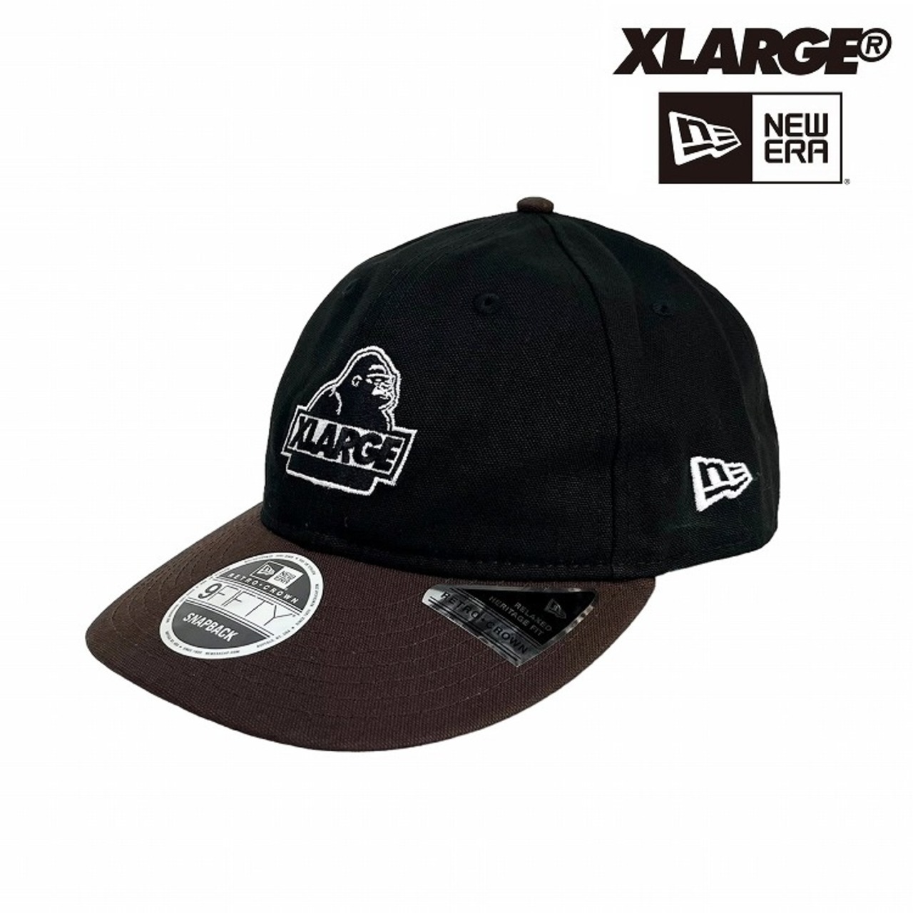 XLARGE×NEW ERA OLD OG RETRO CROWN SNAPBACK CAP/BLACK エクストラ 