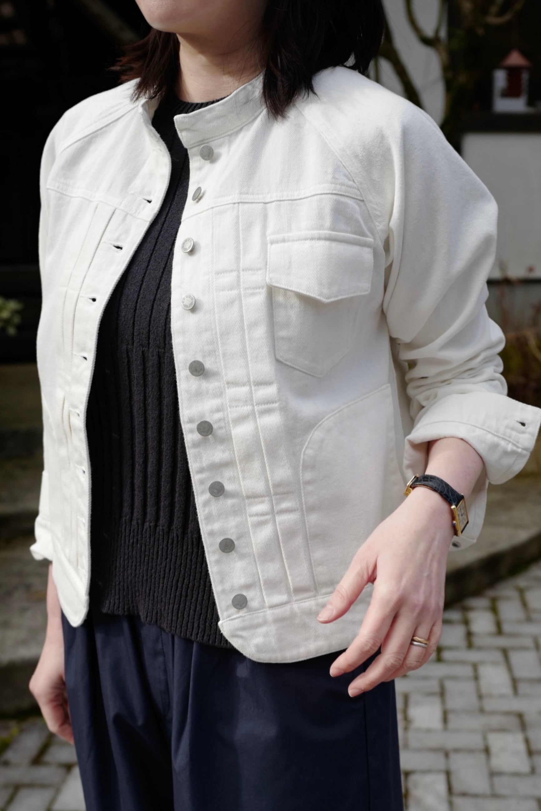 Si-Si-Si comfort｜BASIC DENIM JACKET （Gジャン）-White | robin ASO
