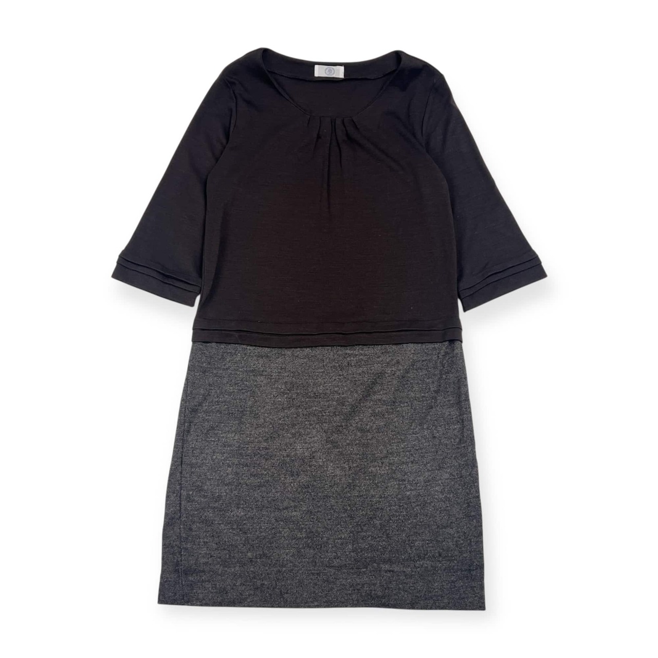 J.PRESS ジェイプレス 七分袖 ウール ワンピース 9/バイカラー レディース