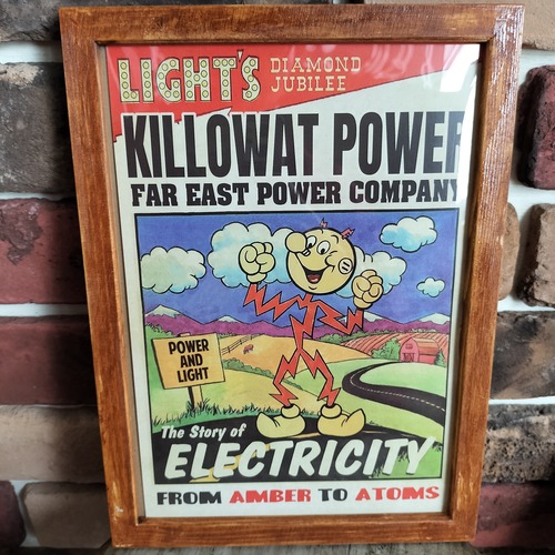 アメキャラ ビンテージ風ポスター ウッドフレーム付き/Killowat power/アメリカン雑貨　インテリア