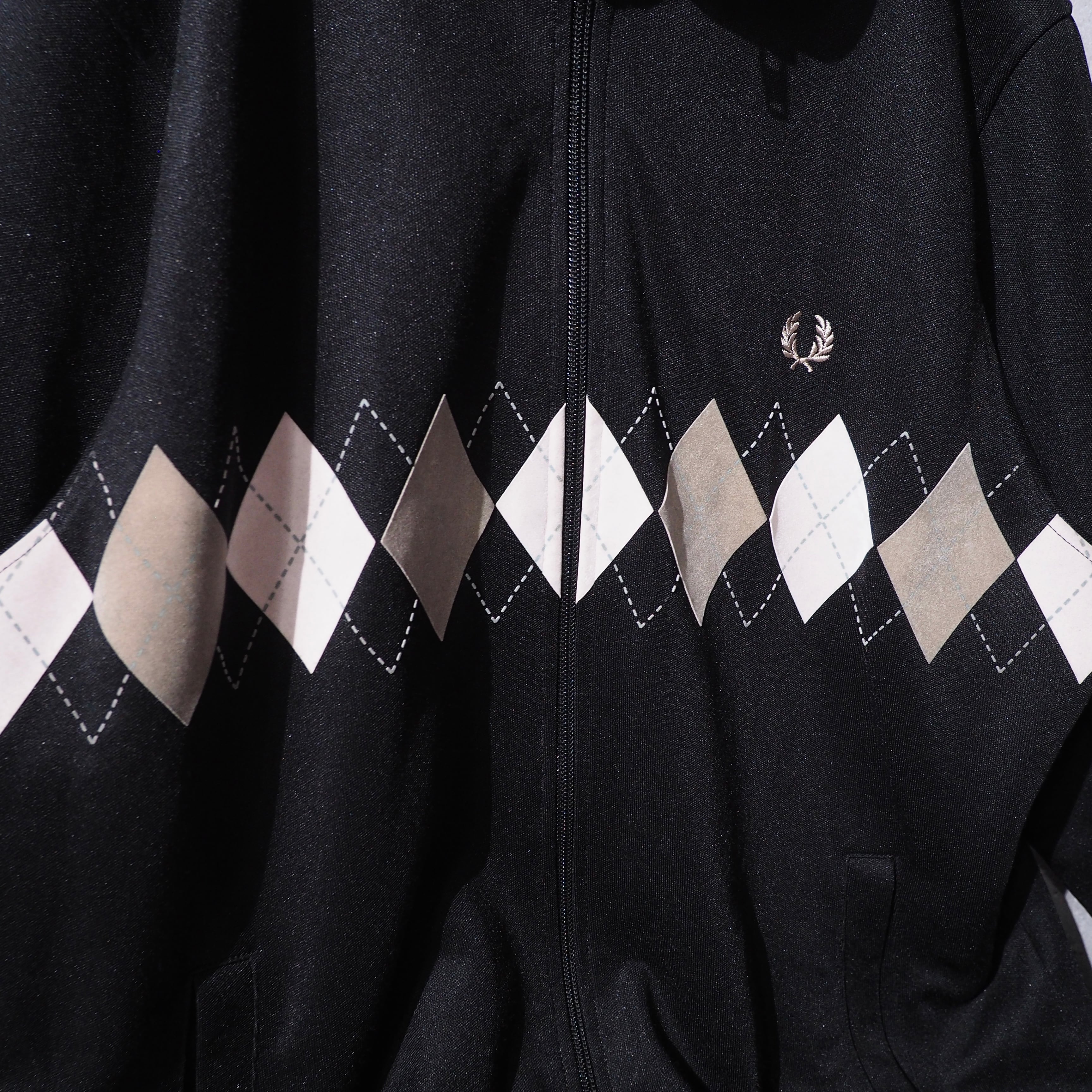 " FRED PERRY " Suede Diamond Pattern vintage High neck Track jacket (made in portugal)