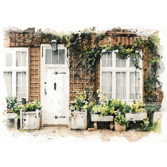 絵画 旧市街の家の入口 インテリアアート額付き 水彩画・油絵調 WAT0239