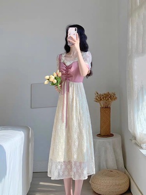 ピンクビスチェ チュールワンピース