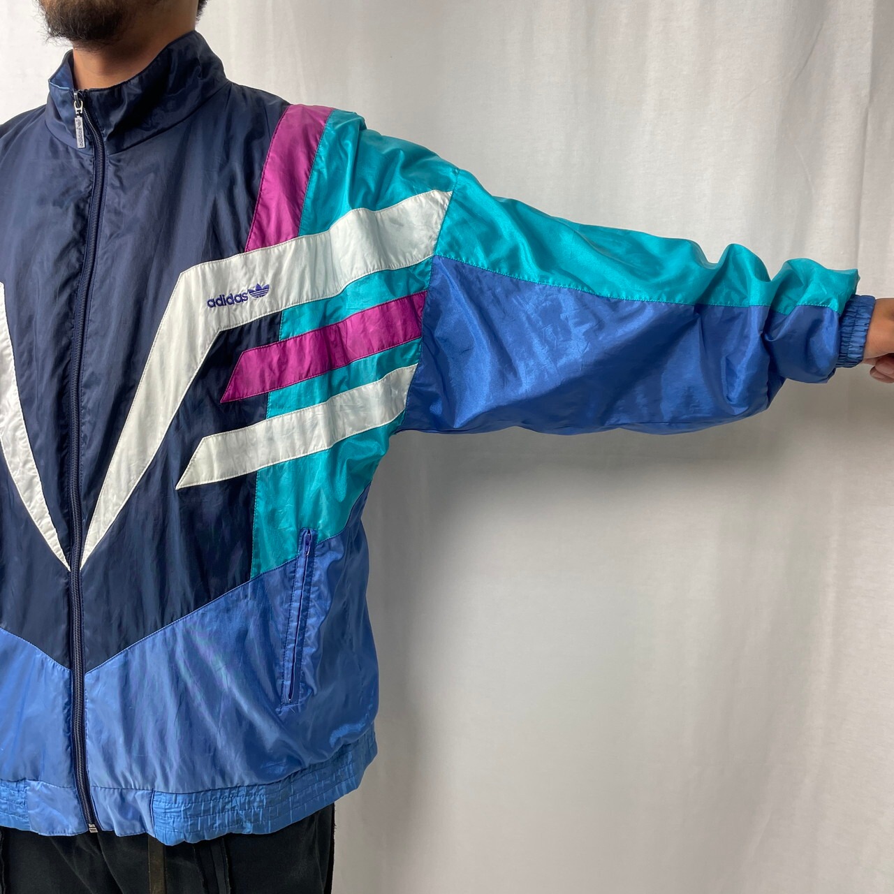 80年代 adidas アディダス ナイロン トラックジャケット メンズL相当 
