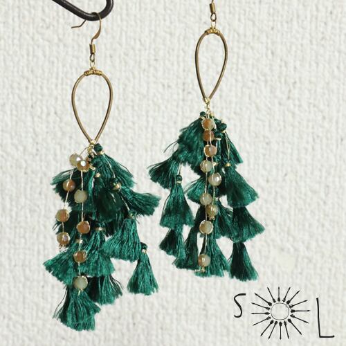 【ピアス】(品番sp310)タッセルとビジューのピアス【オリエンタル トライバル】