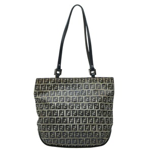 フェンディ ズッキーノ トートバッグ ハンドバッグ ショルダーバッグ ネイビー グレー キャンバス レザー レディース FENDI 【中古】